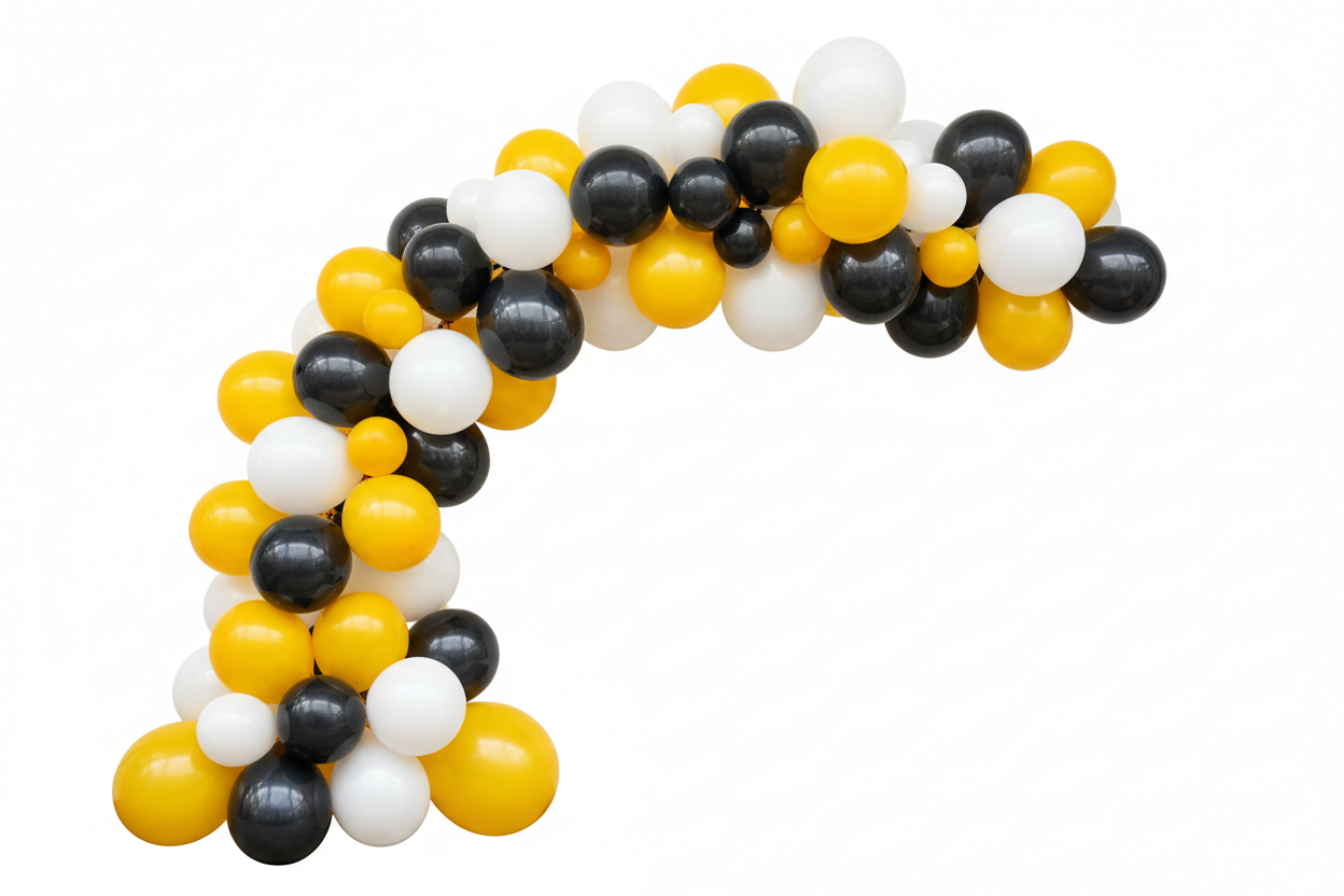 30 × Yellow Latex Balloons (10 inch)
30 × Black Latex Balloons (10 inch)
30 × White Latex Balloons (10 inch) balloon garland