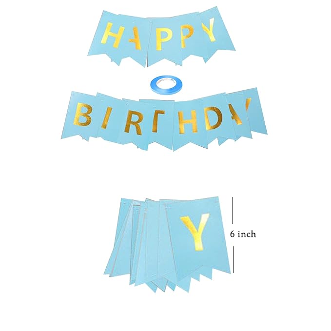 Sky Blue Happy Birthday Banner – Pre-Strung Bunting Flag