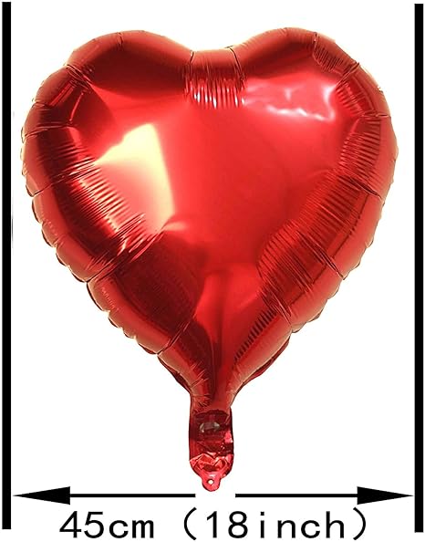 Red Heart Balloons – 5pcs Red Foil Heart Balloons for Decoration