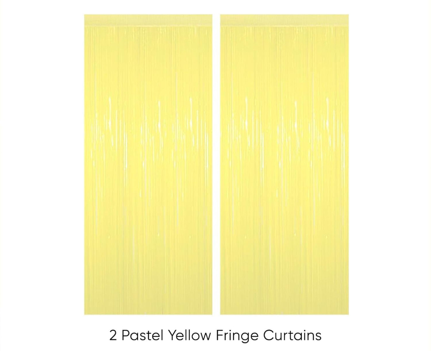 Pastel Yellow Foil Curtain Backdrop – 2Pcs Set | Soft Party Decor & Photo Background