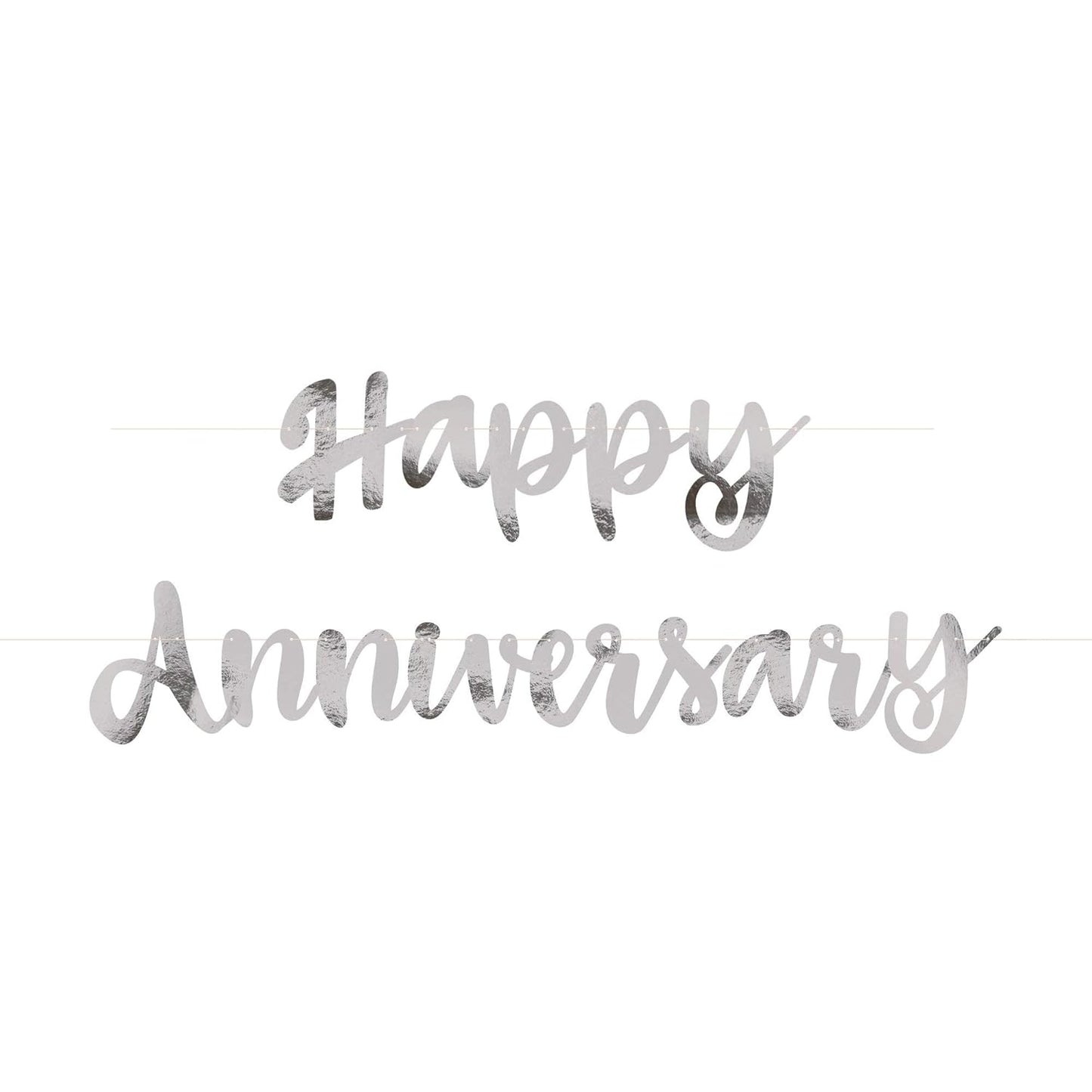 Silver Cursive "Happy Anniversary" Bunting Banner