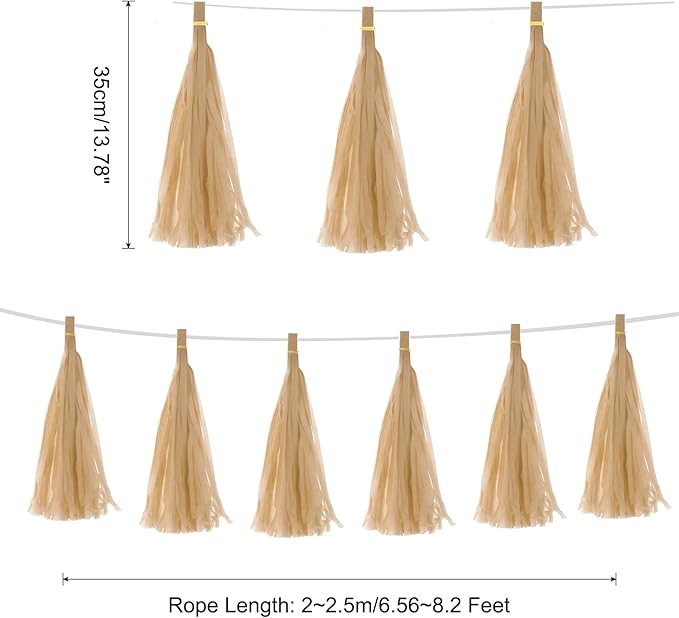 Beige Paper Tassel Garland – Decorative DIY Backdrop