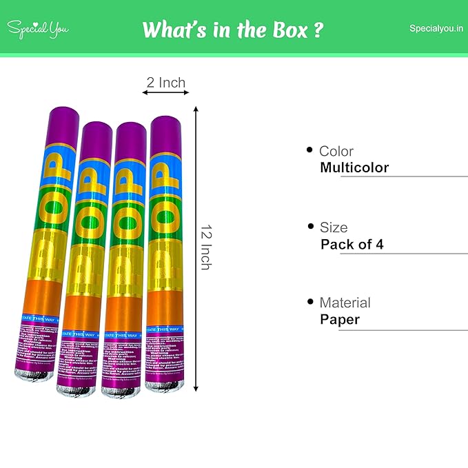 Party Poppers for Birthday – Multicolor Paper Confetti Popper