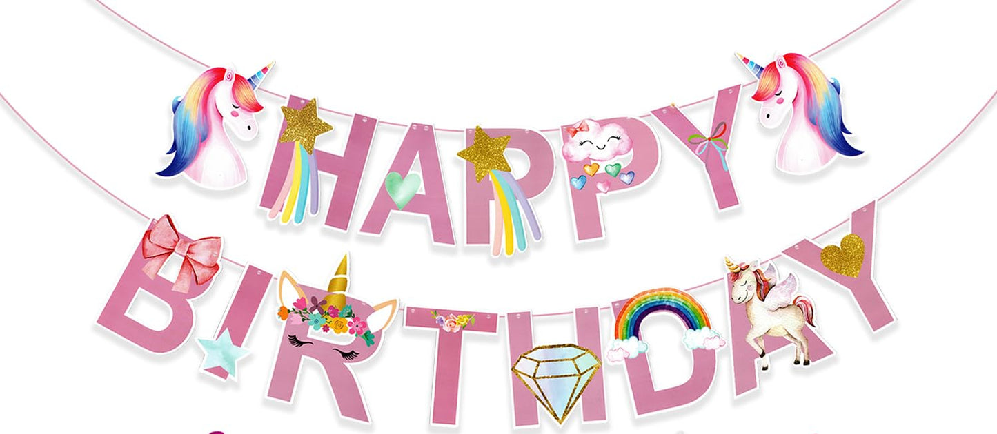 Unicorn Theme Birthday Banner – Magical Party Decorations