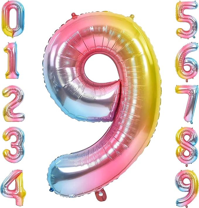 Giant Number Rainbow Foil Balloon – 40 inch