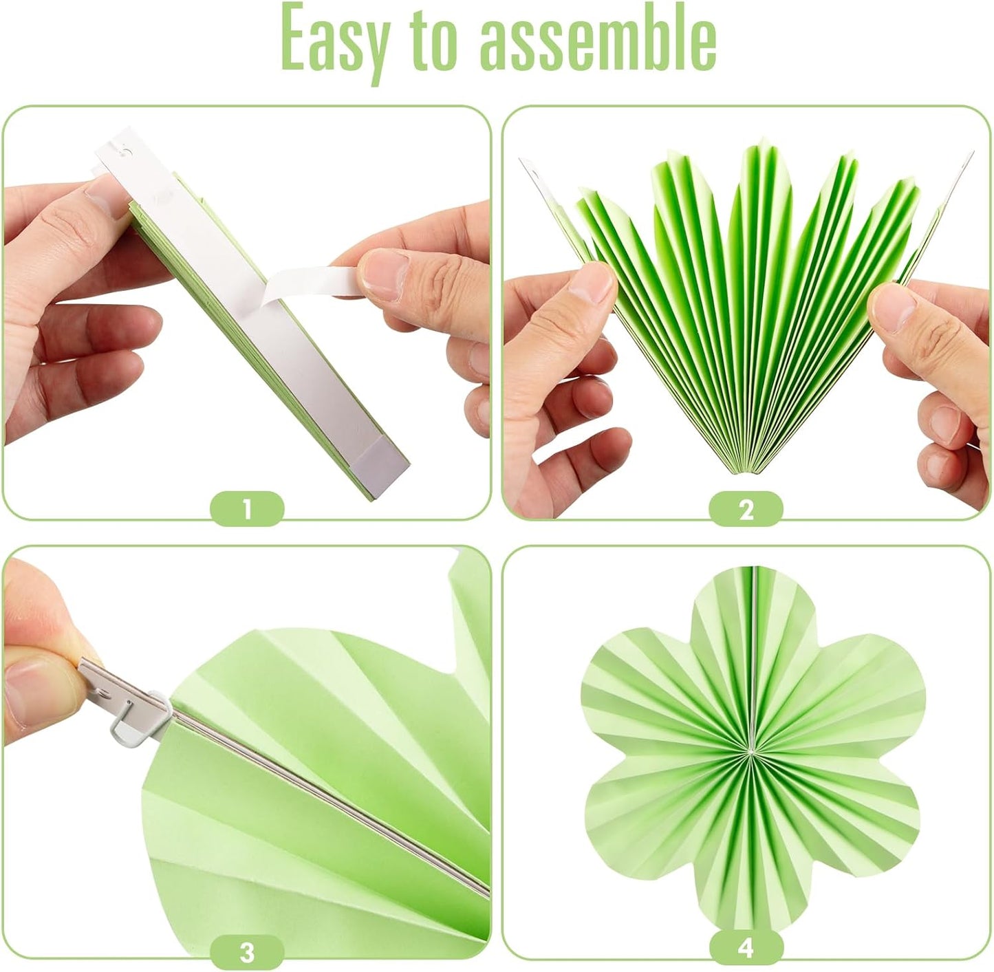 Green & Ivory Paper Flower Wall Decor – Set of 9 Elegant Floral Backdrops