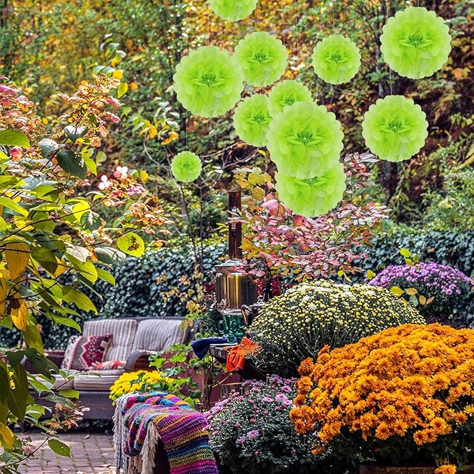 Lime Green Tissue Paper Pom Poms – Flower Balls (10 Inch)
