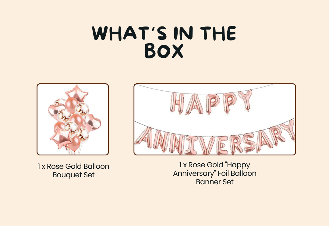 Rose Gold Luxe Anniversary Decor Kit - Banner & 14Pc Premium Balloon Bouquet