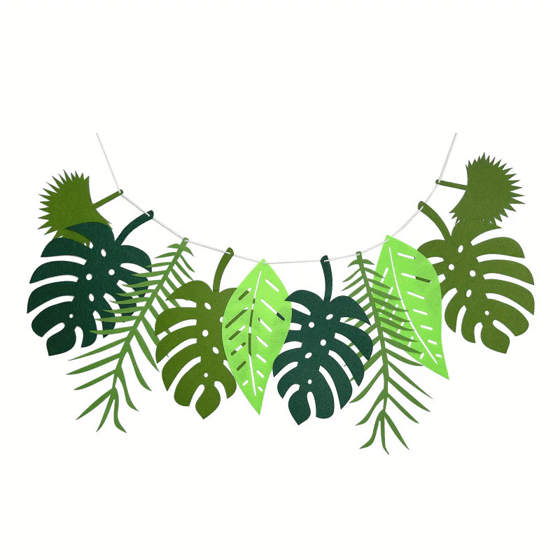Tropical Party Banner – Tropical Leaf Hanging Garland (Pack of 12)