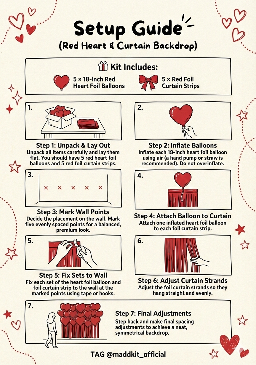 Romantic Red Heart Foil Balloon Curtain Decor