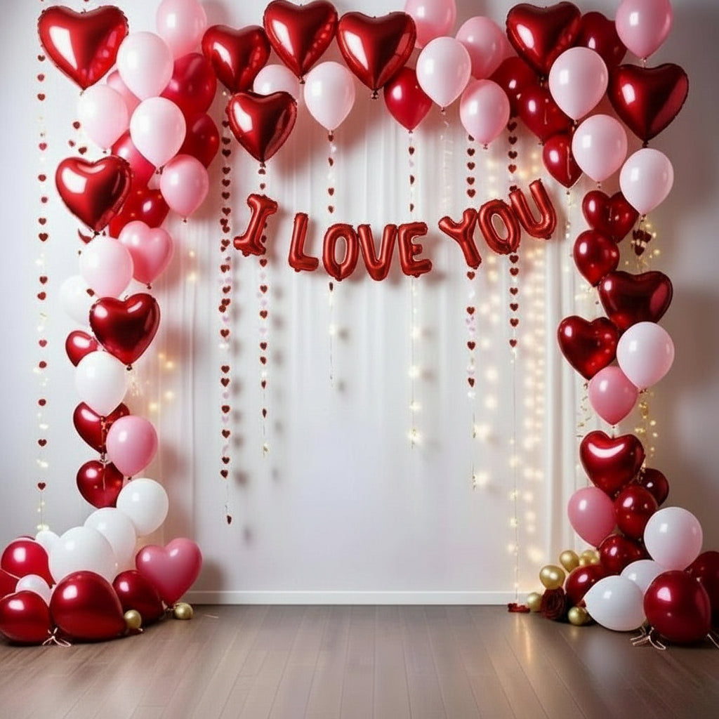 Premium "I Love You" Grand Gesture Kit - Giant 18" Pink Balloons & Red Theme (110+ Pcs)