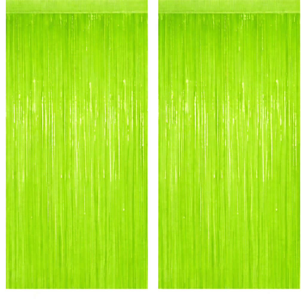 Pastel Green Foil Curtain Backdrop – 2Pcs Set | Fresh & Natural Party Decor