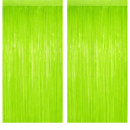 Pastel Green Foil Curtain Backdrop – 2Pcs Set | Fresh & Natural Party Decor