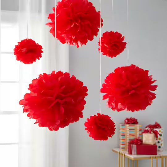 Red Tissue Paper Pom Poms – Flower Balls(14 Inch)
