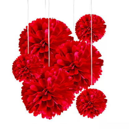Red Tissue Paper Pom Poms – Flower Balls(14 Inch)