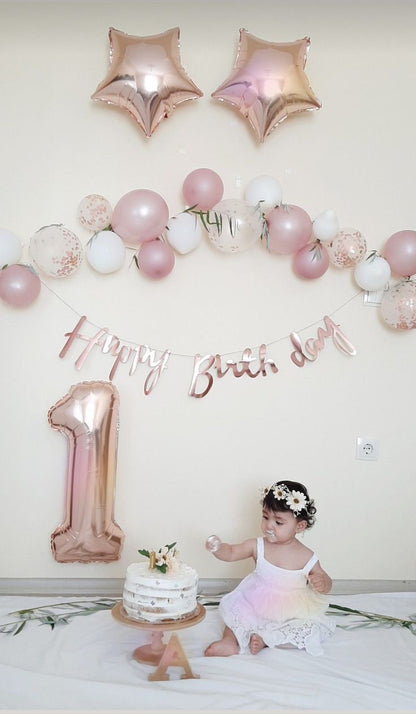 Rose Gold Radiance & Silver Sparkle Birthday Decor Kit (17 Pcs)