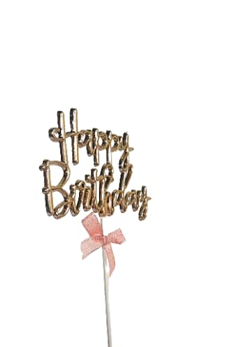 3D Happy Birthday Cake Topper – Rose Gold Stand-Up Letters