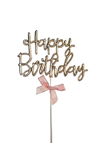 3D Happy Birthday Cake Topper – Rose Gold Stand-Up Letters