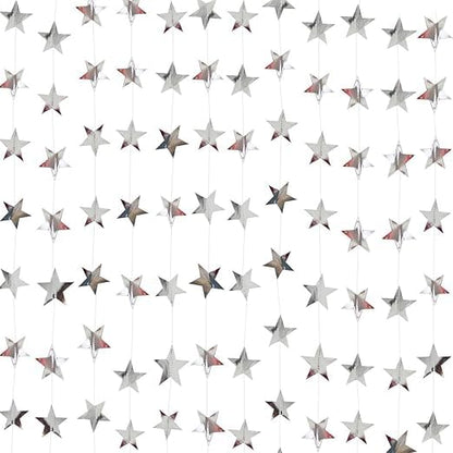 Star Paper Garland Frills Banner Hanging Decoration – Silver (Pack of 4)