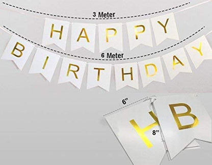 Happy Birthday Banner White | 13 Pcs Reusable Cardstock Happy Birthday Paper Banner