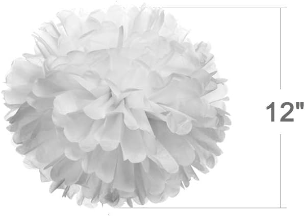 White Tissue Paper Pom Poms – Flower Balls (12 Inch)