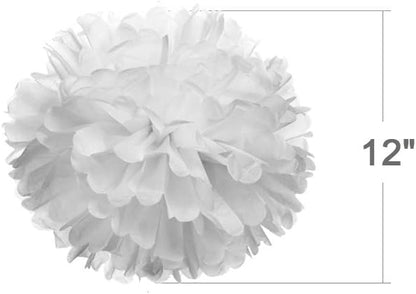 White Tissue Paper Pom Poms – Flower Balls (12 Inch)