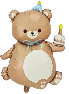 Matte Retro Teddy Bear Balloons – 36" Cream Foil Set