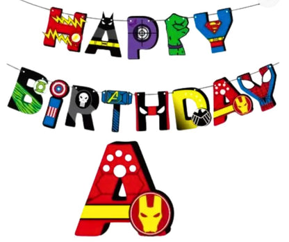 Avengers Happy Birthday Banner – Superhero Theme Party Decoration