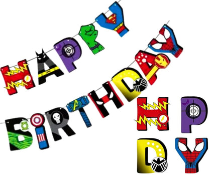 Avengers Happy Birthday Banner – Superhero Theme Party Decoration