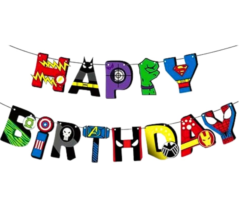 Avengers Happy Birthday Banner – Superhero Theme Party Decoration