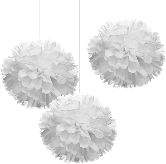 White Tissue Paper Pom Poms – Flower Balls (12 Inch)