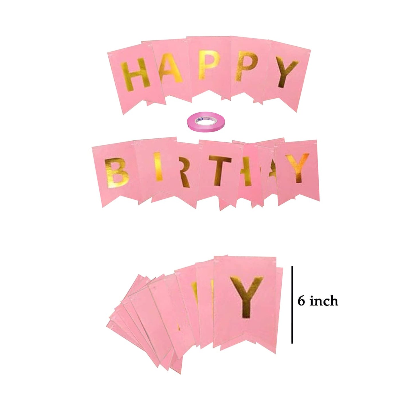 Happy Birthday Banner Bunting Flag - Pink