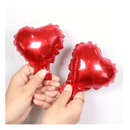 5 Inch Red Heart Balloons – 6pcs Red Foil Heart Balloons for Decoration