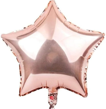 Rose Gold Balloon Bouquet – 14 Pcs Set (Confetti, Metallic, Heart & Star Foil Balloons)