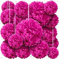 Hot Pink Tissue Paper Pom Poms – Flower Balls (12 Inch)