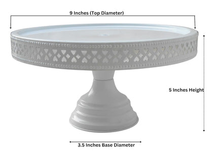 Round Cake Stand Pedestal, Metal (White)