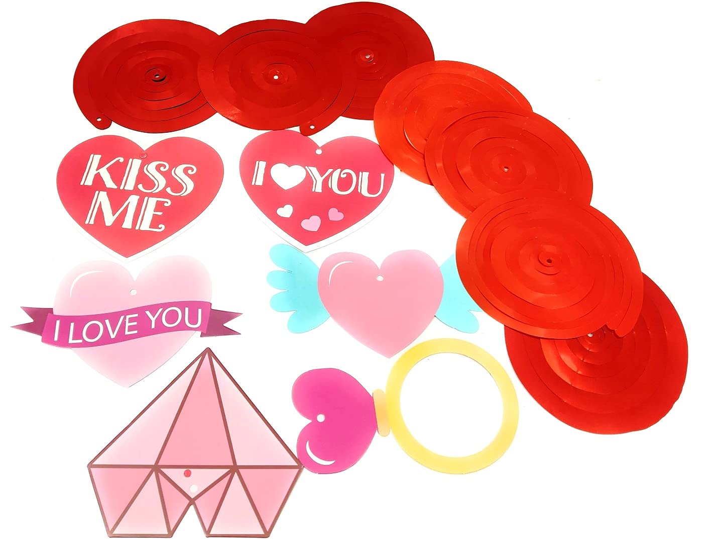 "I Love You" Themed Hanging Swirls – 12 Pcs | Romantic Ceiling & Wall Decor