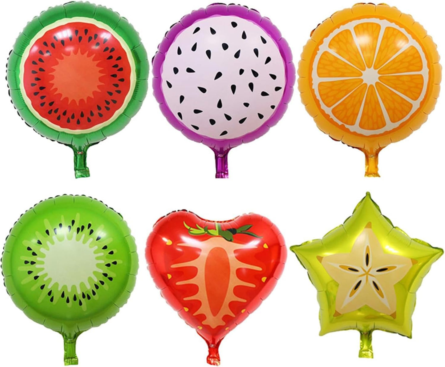 Fruit Theme Foil Decoration Combo – Strawberry, Watermelon,Dragon, Orange & Kiwi Balloons (5 Pcs)