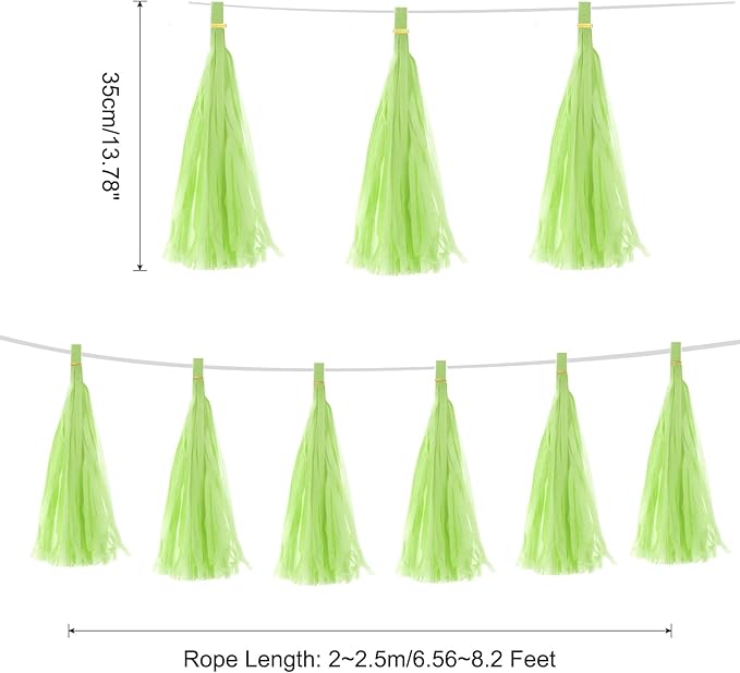 Light Green Paper Tassel Garland – Decorative DIY Backdrop
