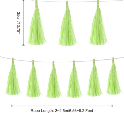 Light Green Paper Tassel Garland – Decorative DIY Backdrop