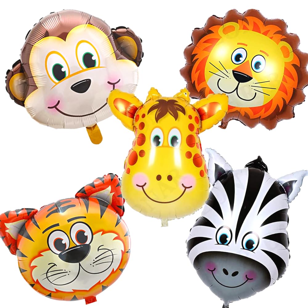 Jungle Theme Foil Balloons – 6 Pcs Animal Theme Birthday Decor | Birthday Decoration