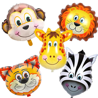 Jungle Theme Foil Balloons – 6 Pcs Animal Theme Birthday Decor | Birthday Decoration