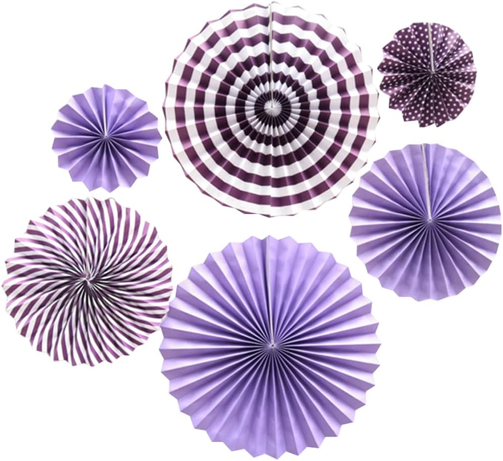 Purple Paper Fan Set of 6 | Hanging Decor