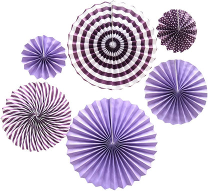 Purple Paper Fan Set of 6 | Hanging Decor