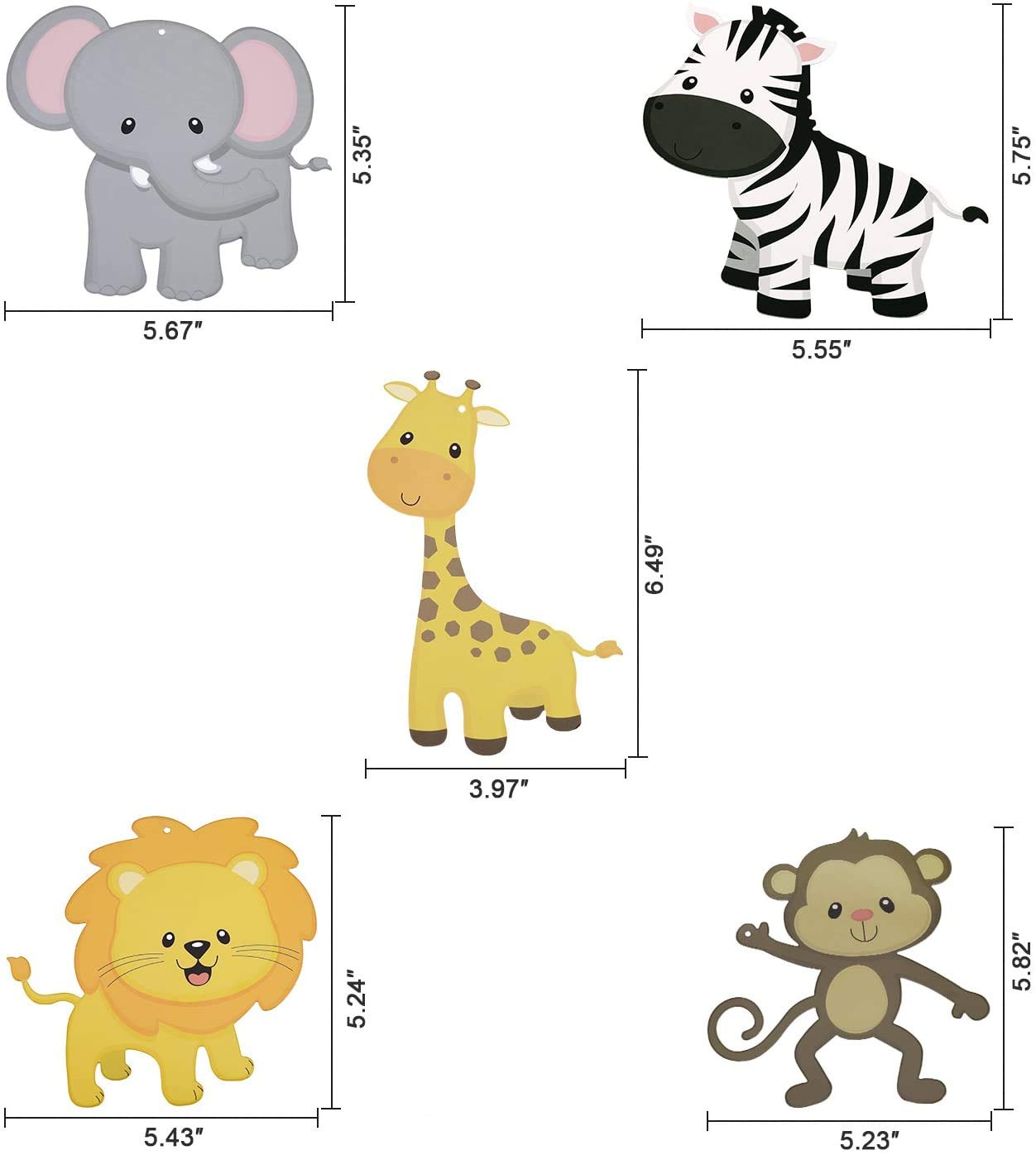 Jungle Animal Hanging Swirl Decorations – 12 Pcs Safari & Zoo Theme Party Decor