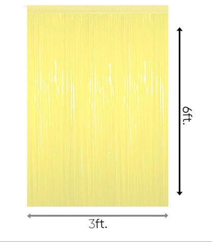 Pastel Yellow Foil Curtain Backdrop – 2Pcs Set | Soft Party Decor & Photo Background