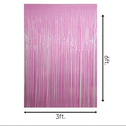 Pastel Pink Foil Curtain Backdrop – 2Pcs Set | Soft & Romantic Party Decor