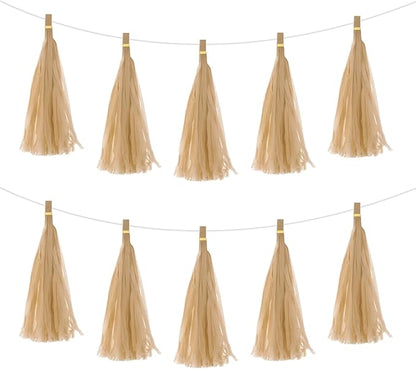 Beige Paper Tassel Garland – Decorative DIY Backdrop