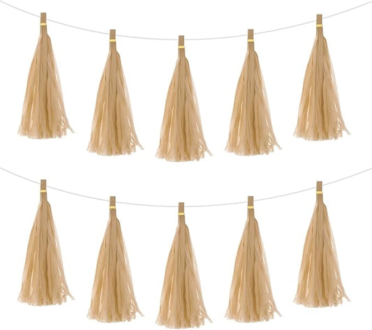 Beige Paper Tassel Garland – Decorative DIY Backdrop
