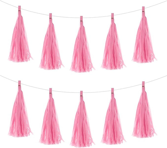 Pink Paper Tassel Garland – Decorative DIY Backdrop